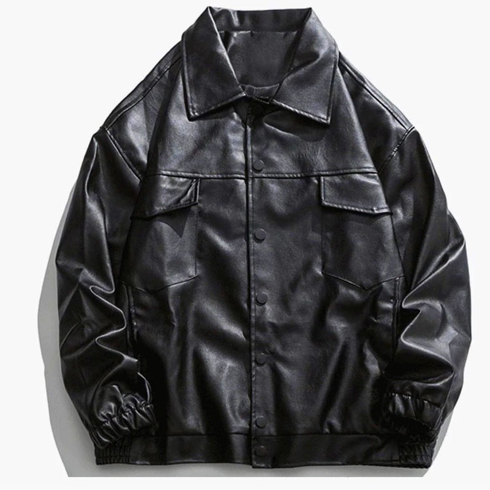 Aelfric Eden Solid Color Lapel PU Jacket